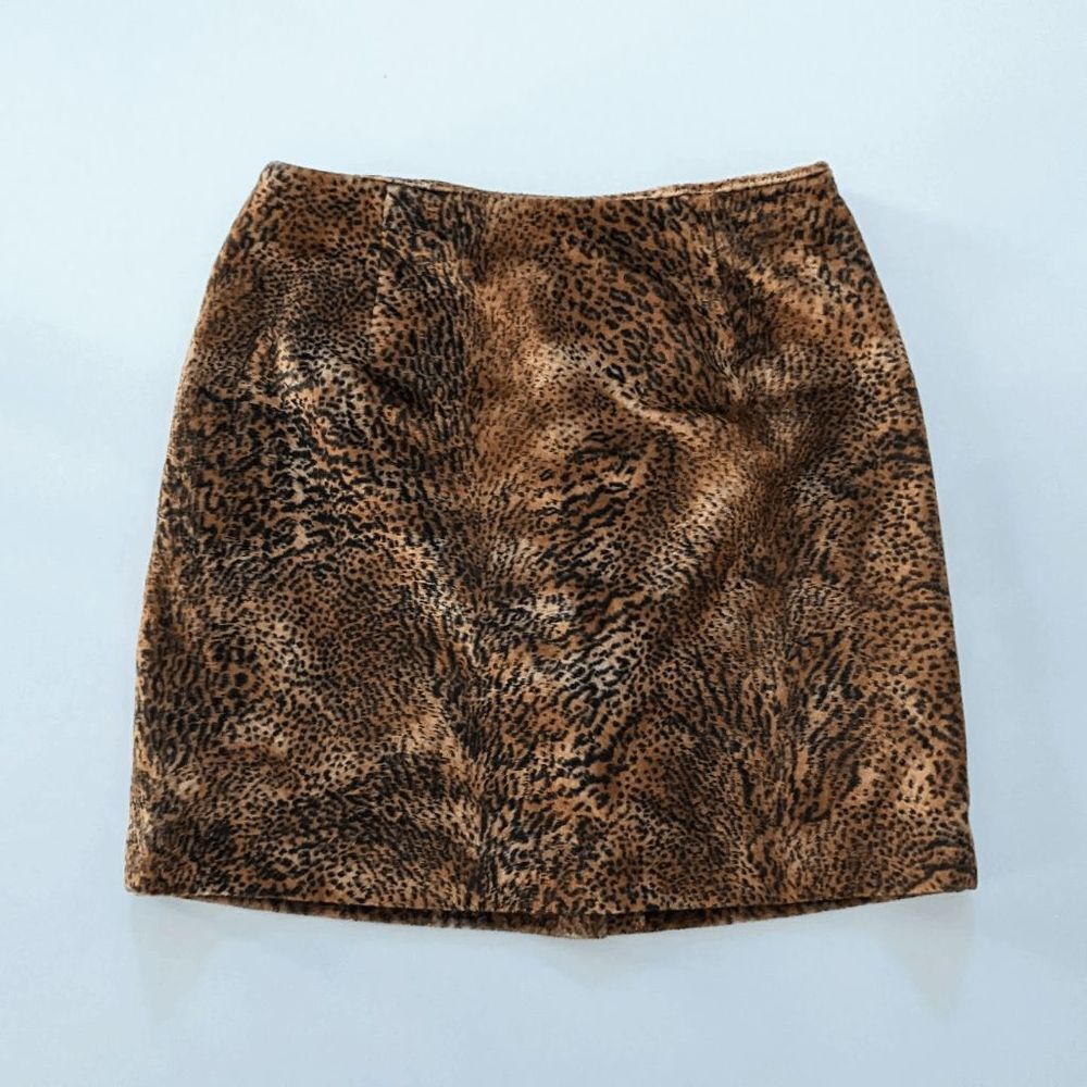 Women's Jones New York Mini Skirt 8P Faux Fur Animal Print 90s Y2K Mobwife 8P